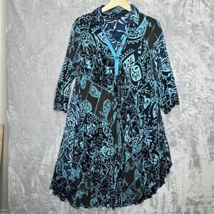 Lotustraders Dress Womens One Size Boho Patchwork Button Pockets Langenlook